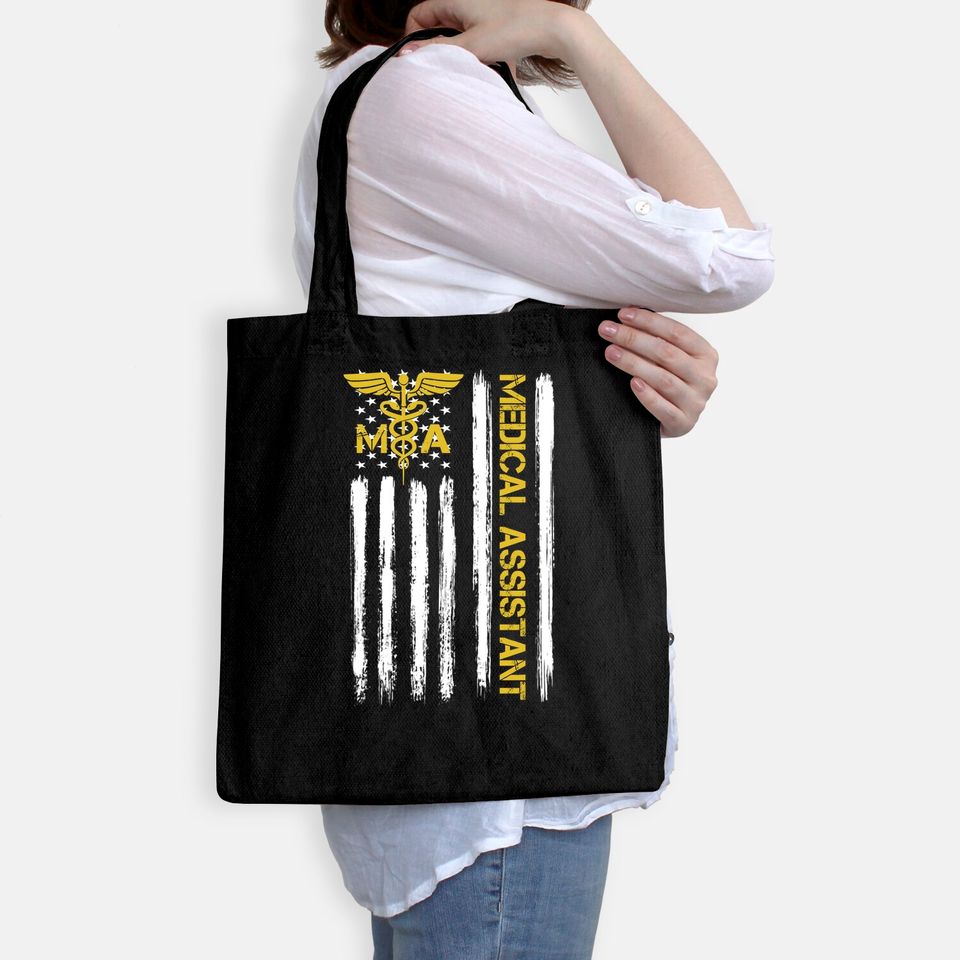 American Flag Patriotic Certified Medical Assistant MA Gift Tote Bag
