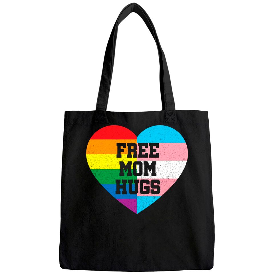 Womens Free Mom Hugs Tote Bag Gay Pride Gift Transgender Rainbow Flag Tote Bag