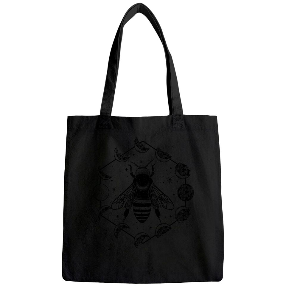 Mystical Moon Bee Tote Bag Moon Phases Full Moon Tee Bee Mystical Moon Phase Tote Bag