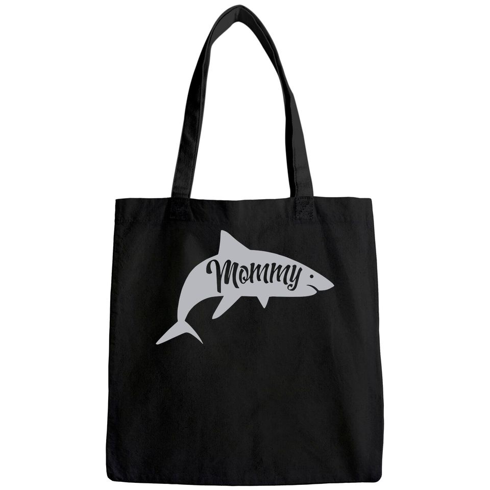 Womens Mommy Shark Tote Bag Cute Mom Gift Funny Mama Family Cute Mothers Day Tee
