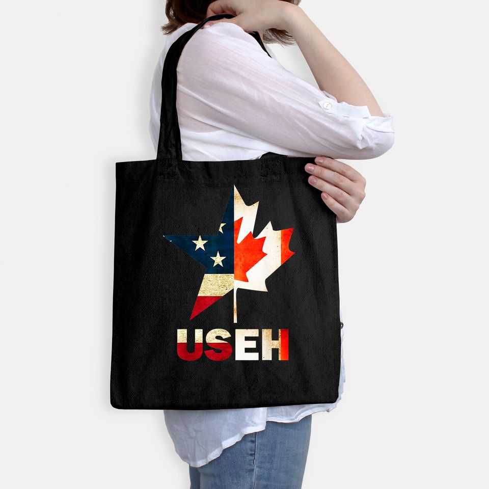 USEH Leaf Canadian American Flag Tote Bag Canada USA Flag Gift Tote Bag