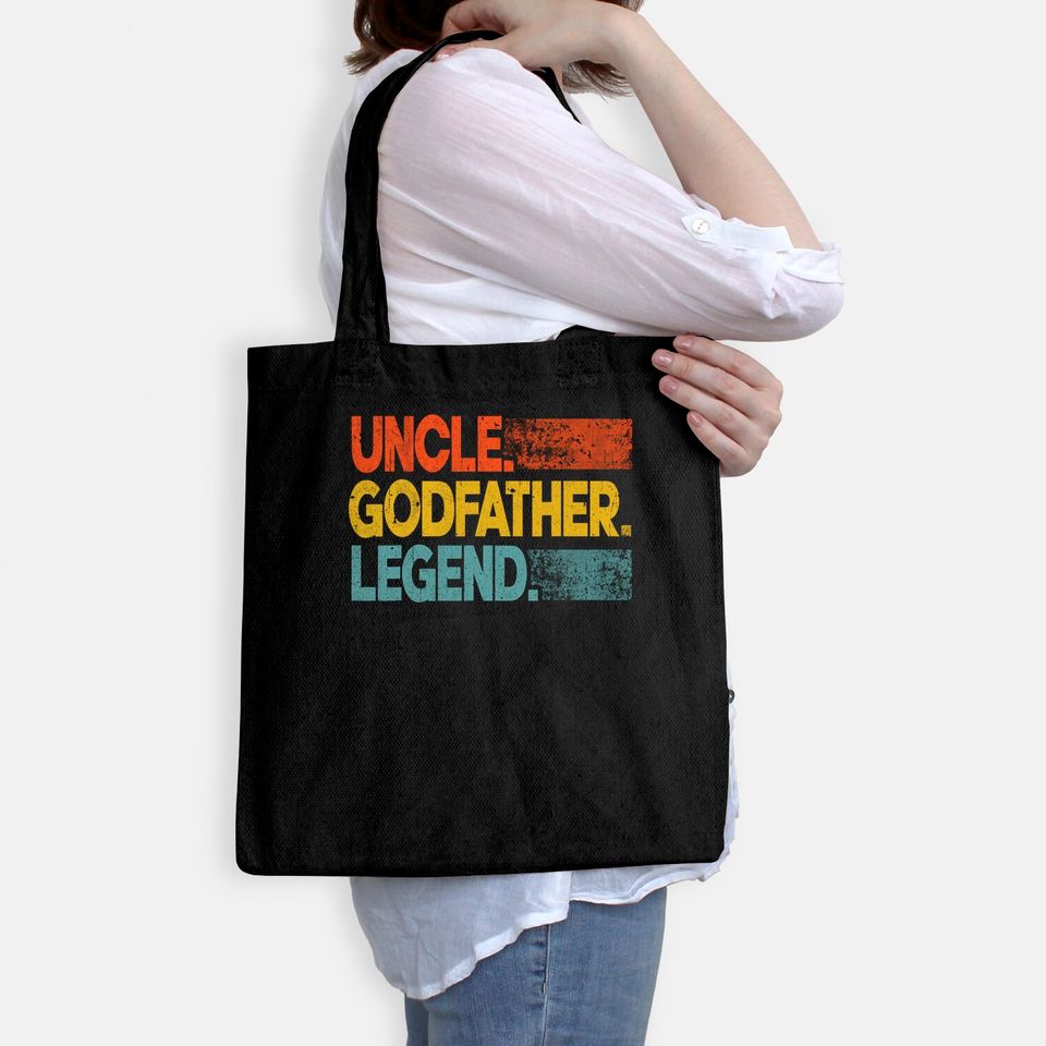 Mens Retro Uncle Godfather Legend Funny Uncle Tote Bag Father's Day Tote Bag