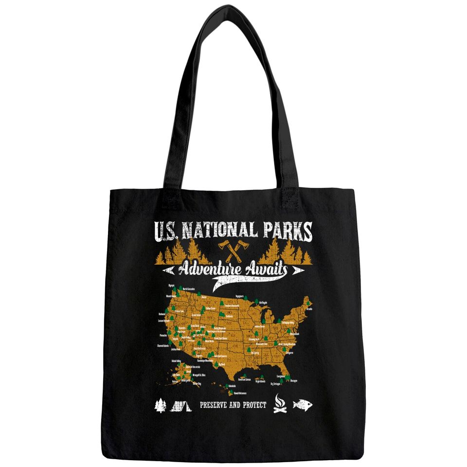 US National Parks Adventure Awaits - Hiking & Camping Lover Tote Bag