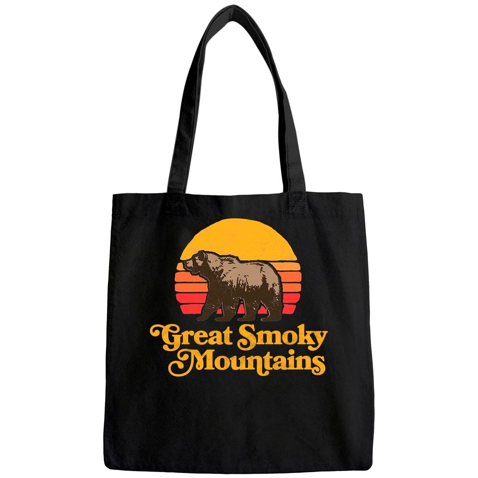 Retro Great Smoky Mountains National Park Bear 80s Graphic Tote Bag