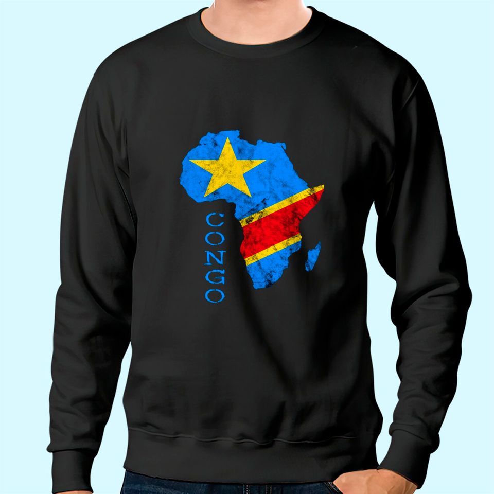 Congo Africa Map Congolese Flag African Roots DRC Pride Sweatshirt