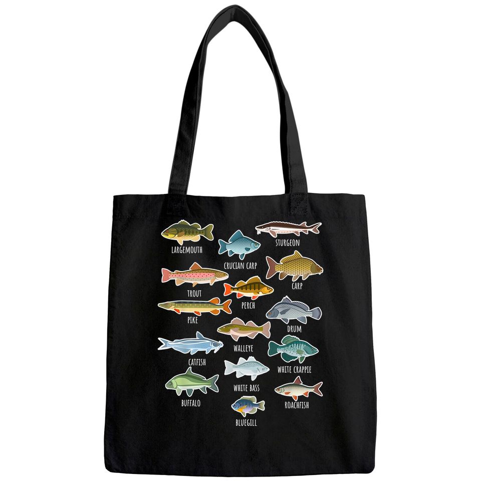 Types Of Freshwater Fish Species Fishing Tote Bag