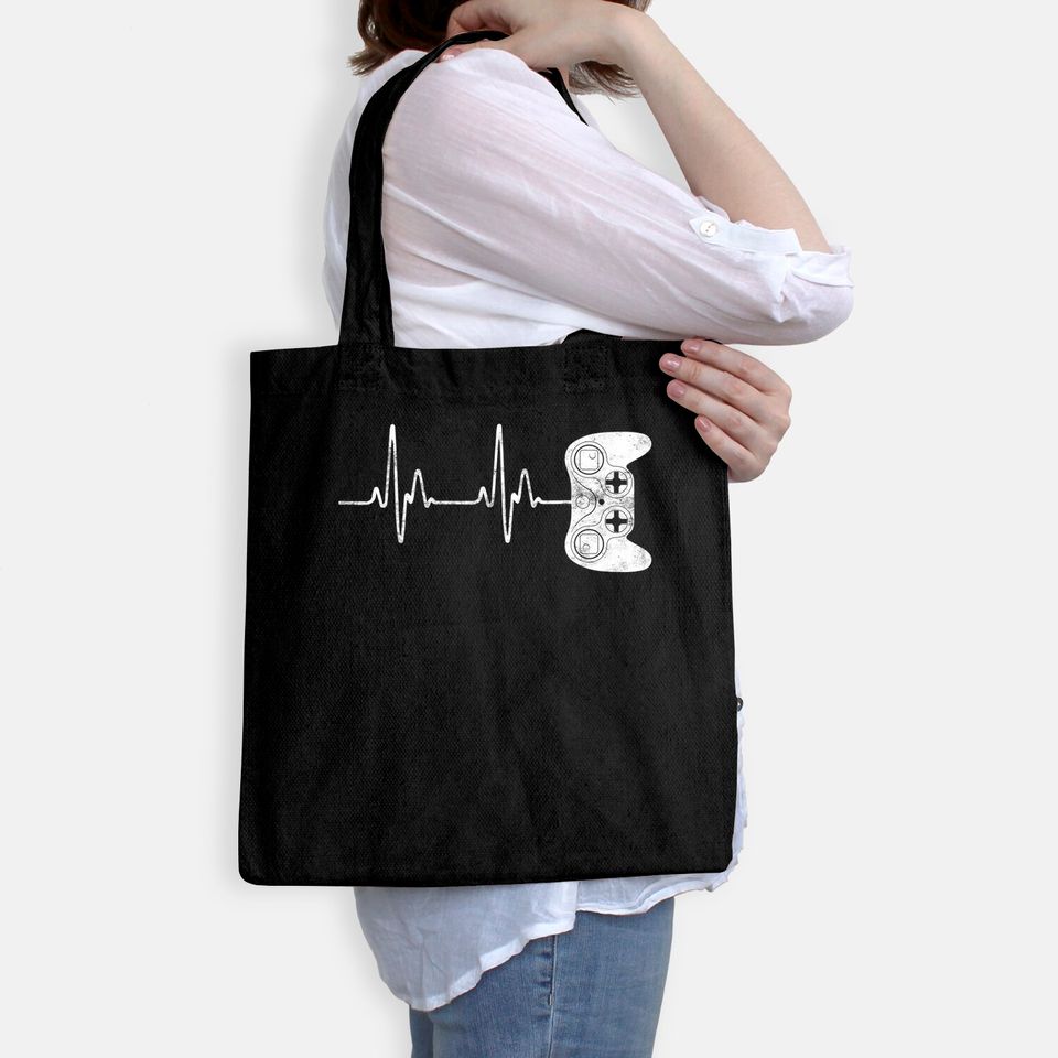 Gamer Heartbeat Tote Bag Video Game Lover Gift Tote Bag Tote Bag