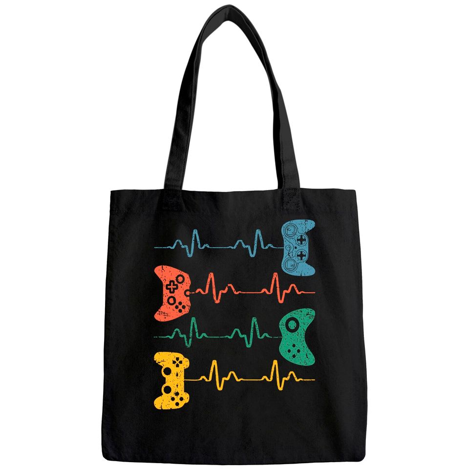 Gamer Heartbeat Tote Bag Video Game Lover Gift Tote Bag Tote Bag