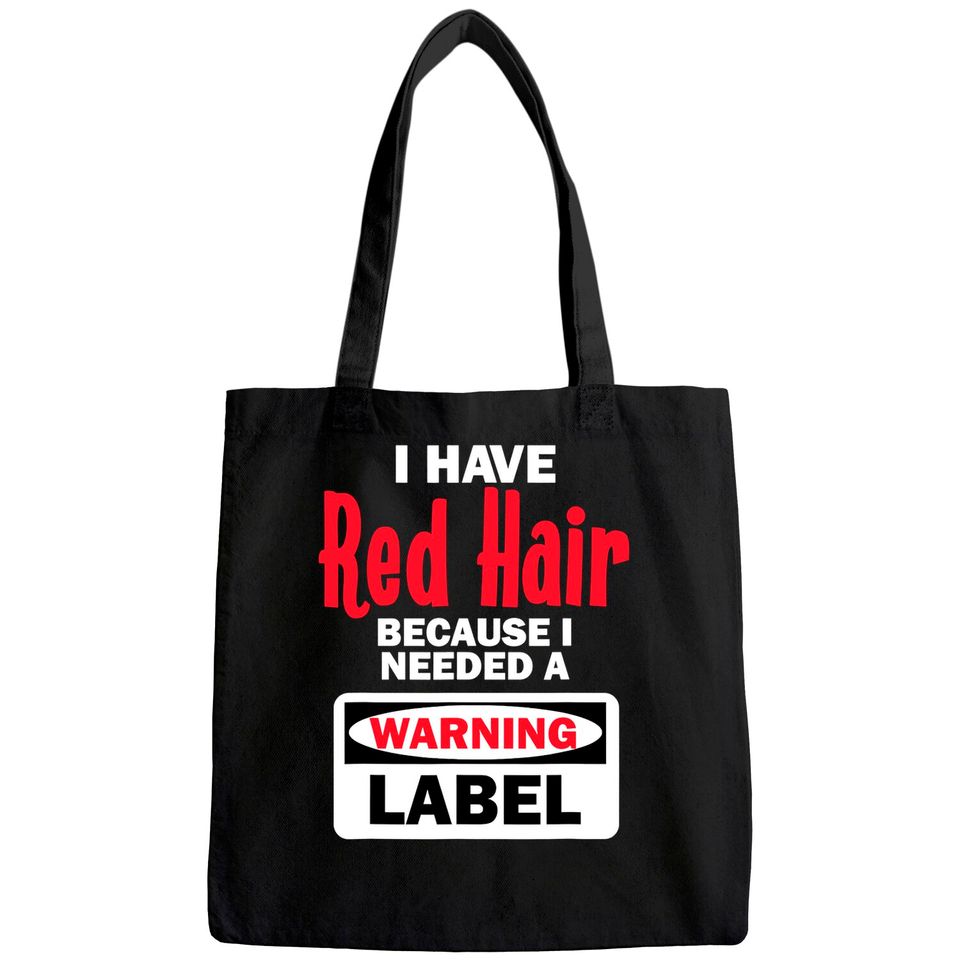 Red Hair Warning Label Funny Redhead Ginger Tote Bag