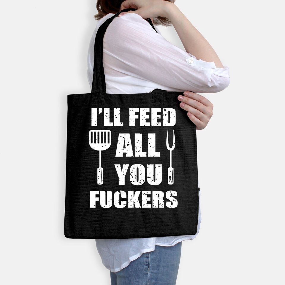 Blue Q Strofinaccio Divertente 'I'll Feed All You Fuckers' - 100% Cotone, 71x53 Cm, Regalo Originale