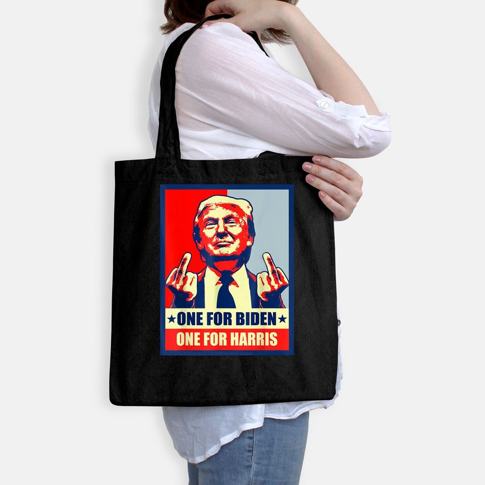 Trump Middle Finger Biden Harris Republican American Flag Tote Bag