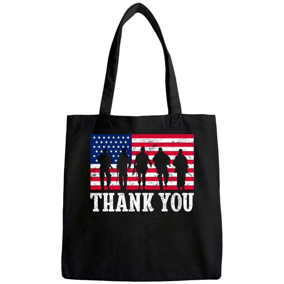 Patriotic American Flag Thank You Men Women Girls Boys Kids Tote Bag