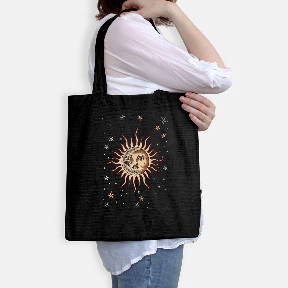 Vintage Sun and Moon Graphic Tote Bag