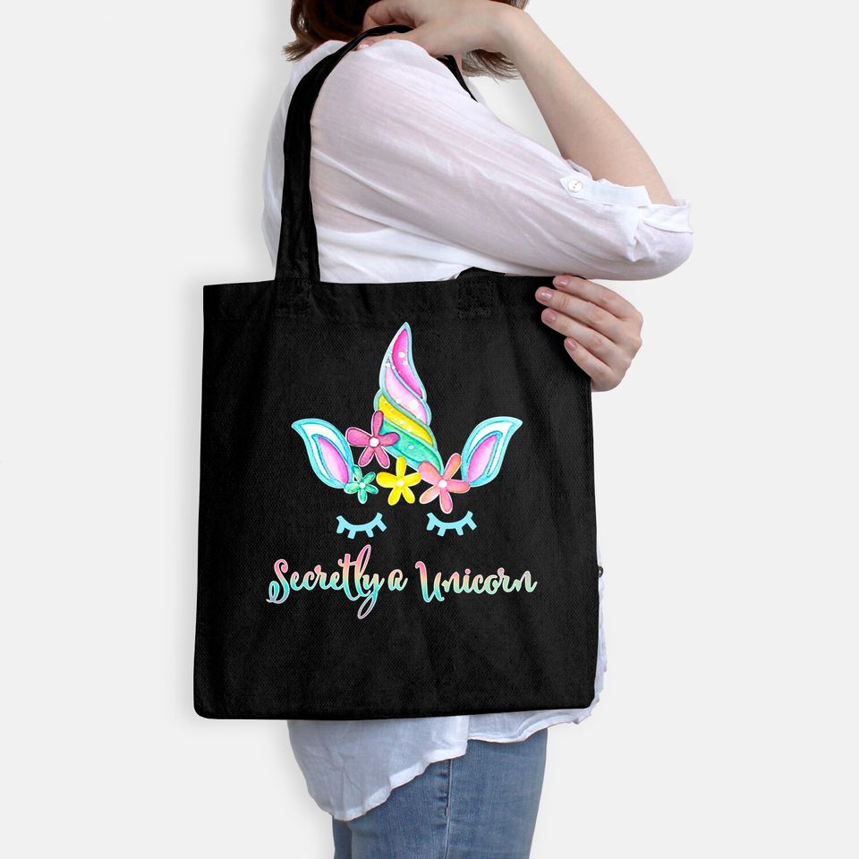 Secretly a Unicorn Flowers and Horn Women's Plus Size Tote Bag