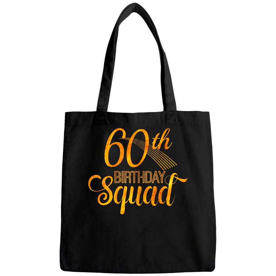 60th Birthday Squad Party Bday Yellow Gold Tote Bag