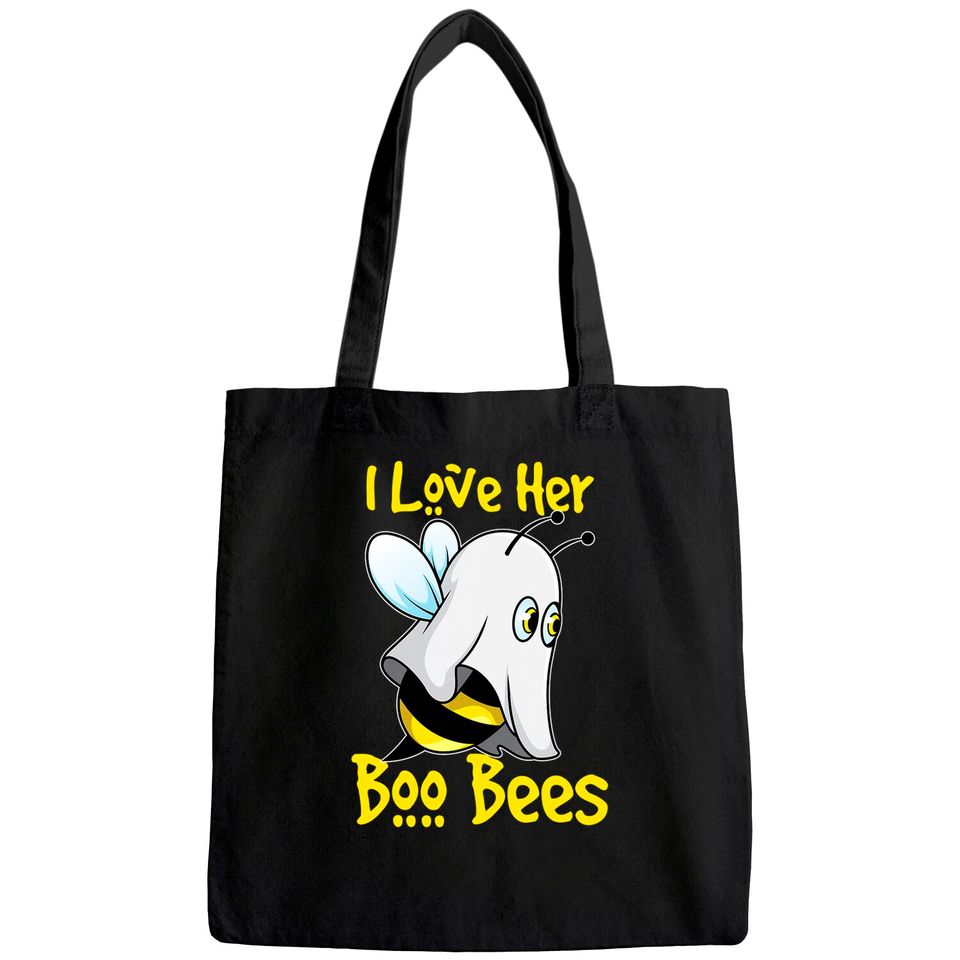 I Love Her Boo Bees Halloween Matching Couple Costume His Tote Bag