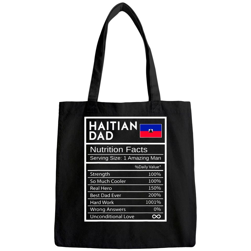 Mens Haitian Dad Nutrition Facts National Pride Gift For Dad Tote Bag
