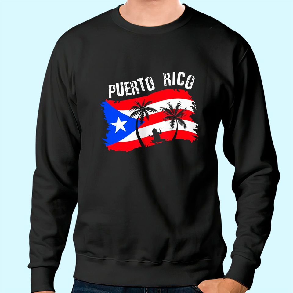 Distressed Style Puerto Rico Frog Sweatshirt