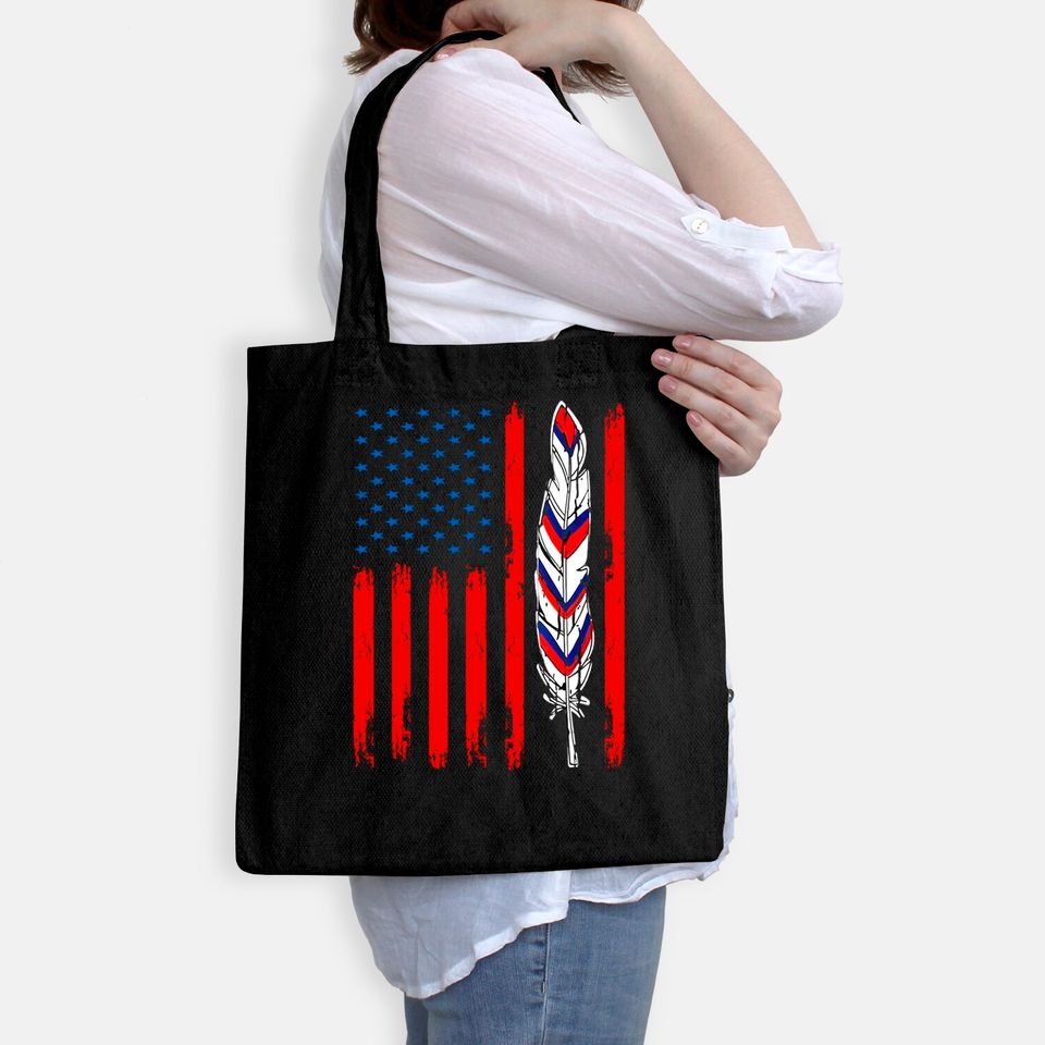 American Flag Native Pride 4th of July USA Patriotic Tote Bag