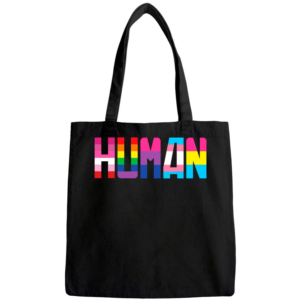 HUMAN LGBT Flag Gay Pride Month Rainbow Tote Bag