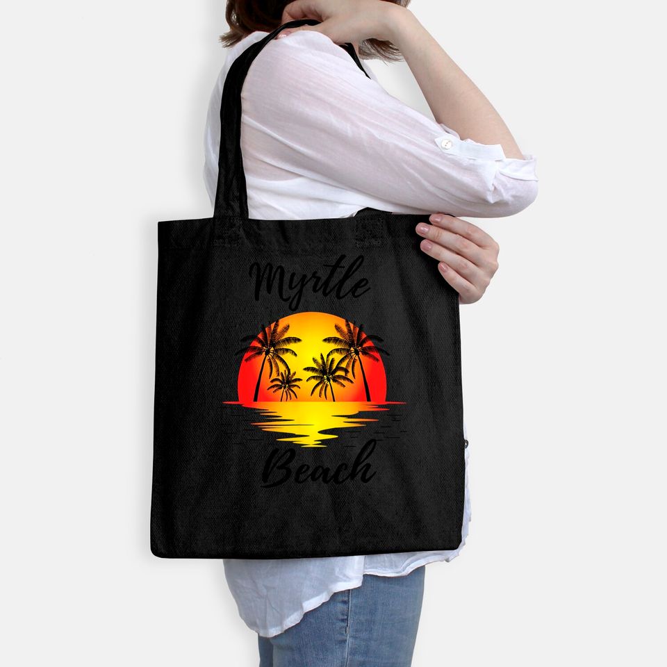 Myrtle Beach Tote Bag Sunset Palm