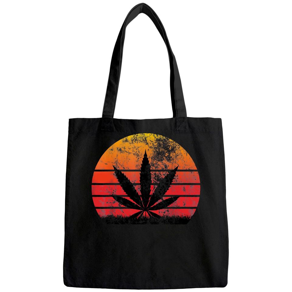 Sun Vintage Tote Bag Marijuana Weed Cannabis Leaf Tote Bag