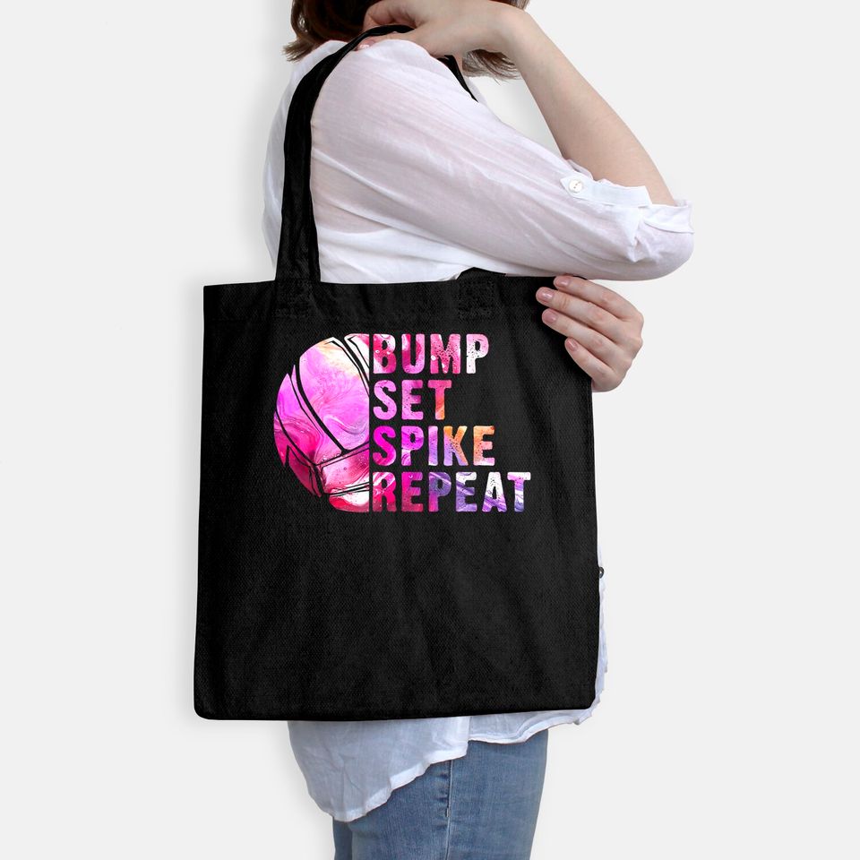 Bump Set Spike Repeat Volleyball Lover Athlete Sports Gift Tote Bag