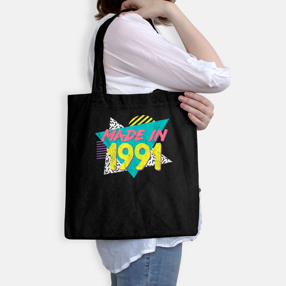 Made In 1991 Retro Vintage 30th Birthday Tote Bag
