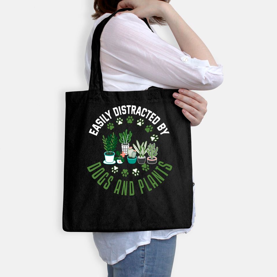 Plants and Dogs Tote Bag Plant Lover Dog Lover Plant Tote Bag