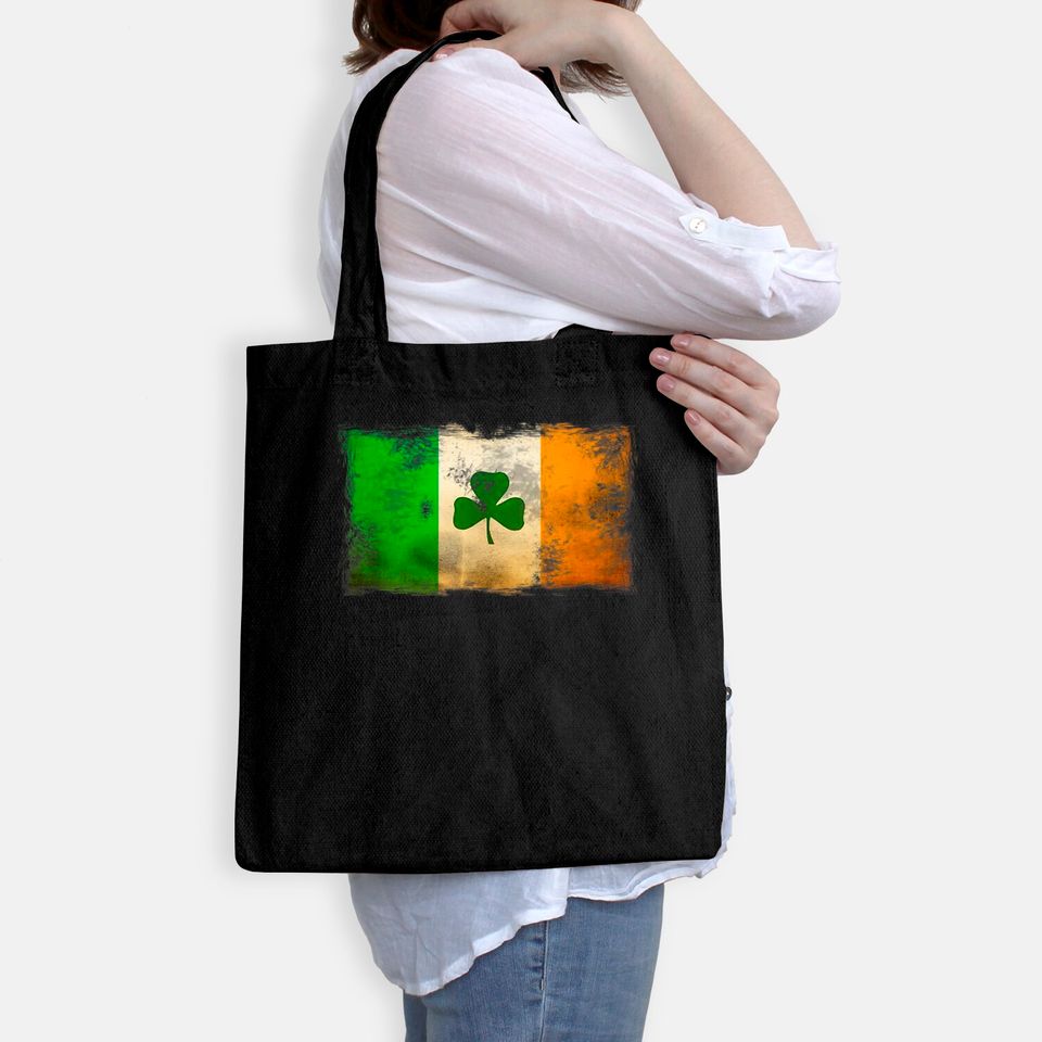 Distressed Ireland Flag Shamrock Vintage Irish Flags Tote Bag