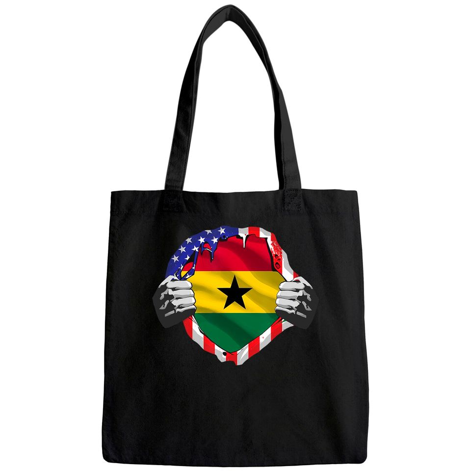 Ghana Roots USA Flag Immigrant Tote Bag
