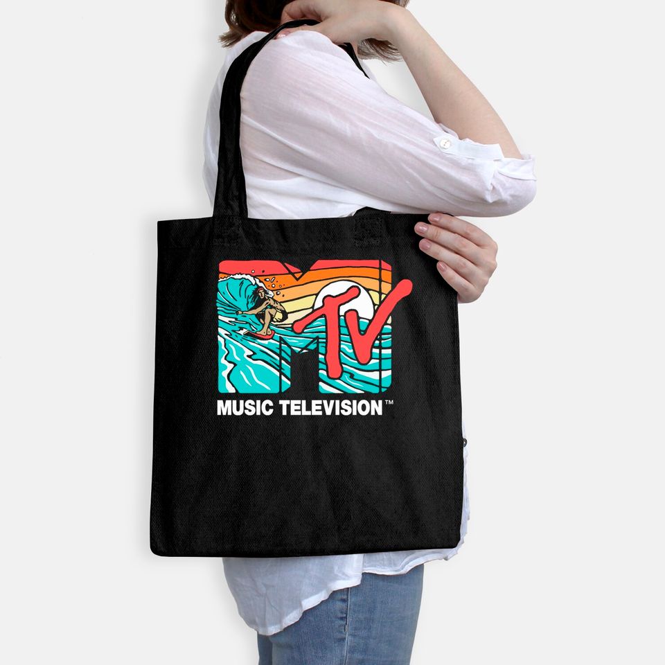 Mademark x MTV - MTV Catch a Wave MTV Surfer Logo Retro Graphic Tote Bag