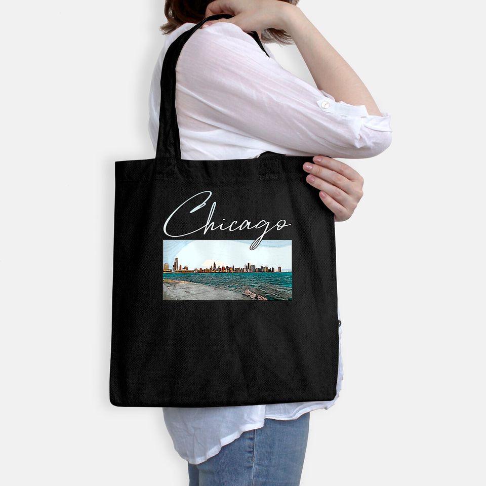 Downtown Chicago Clothing Skyline Tote Bag Skyscraper Lakefront Tote Bag