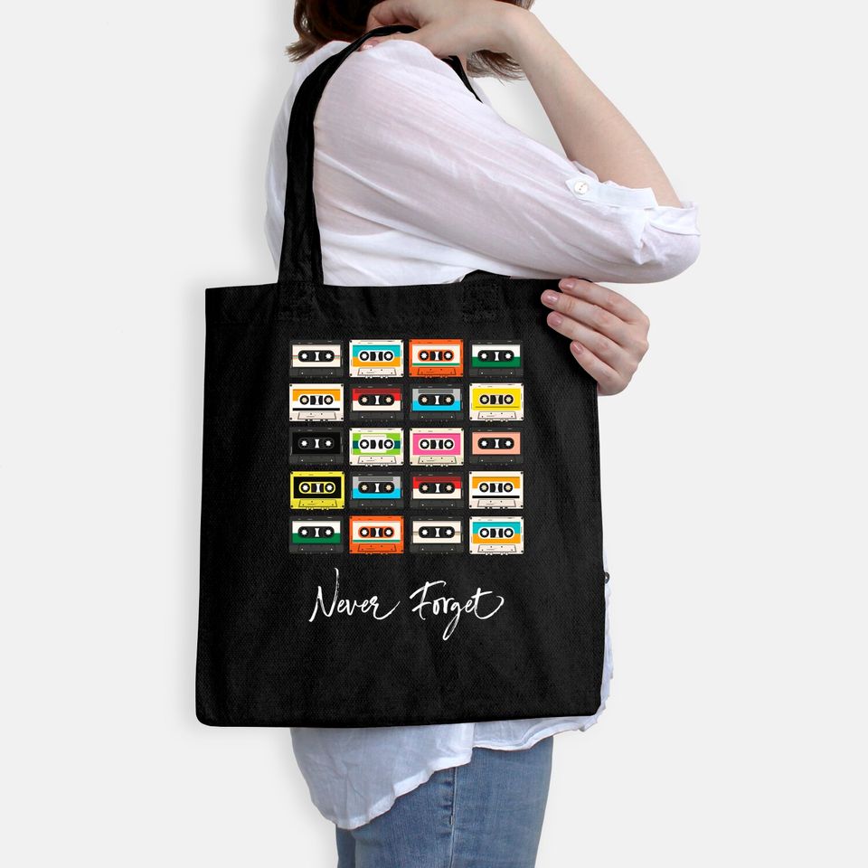 Cassettes Tapes Colorful Never Forget Retro Vintage Tote Bag