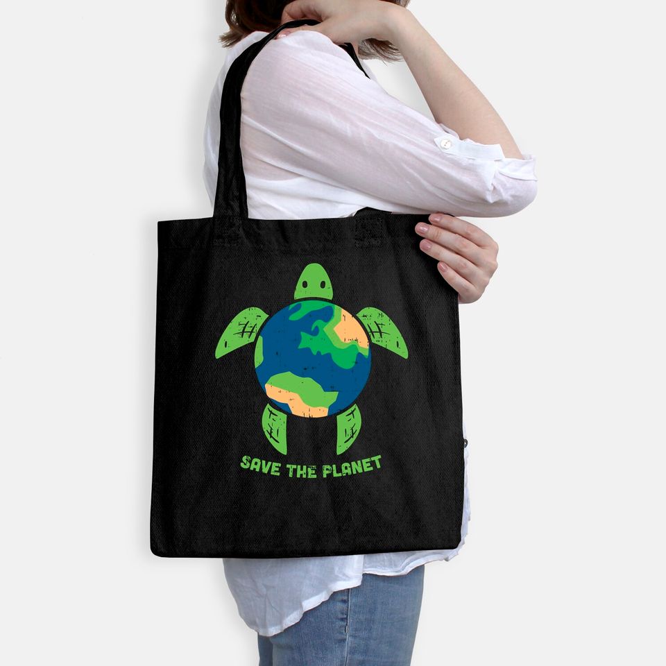 Save The Planet Earth Day Environment Turtle Recycle Ocean Tote Bag