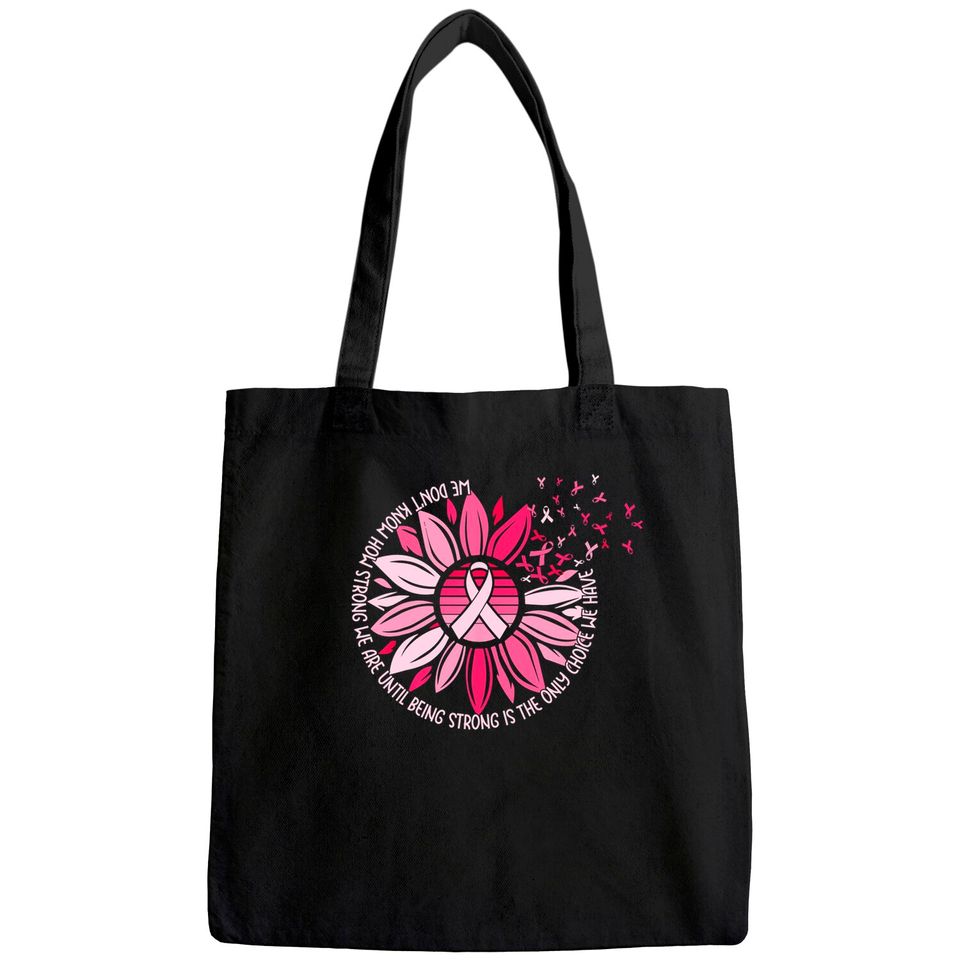 Sunflower Pink Ribbons Breast Cancer Awareness Warrior Tote Bag