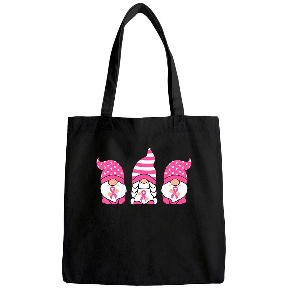 Gnomes Breast Cancer Awareness Pink Ribbon Warrior Tote Bag