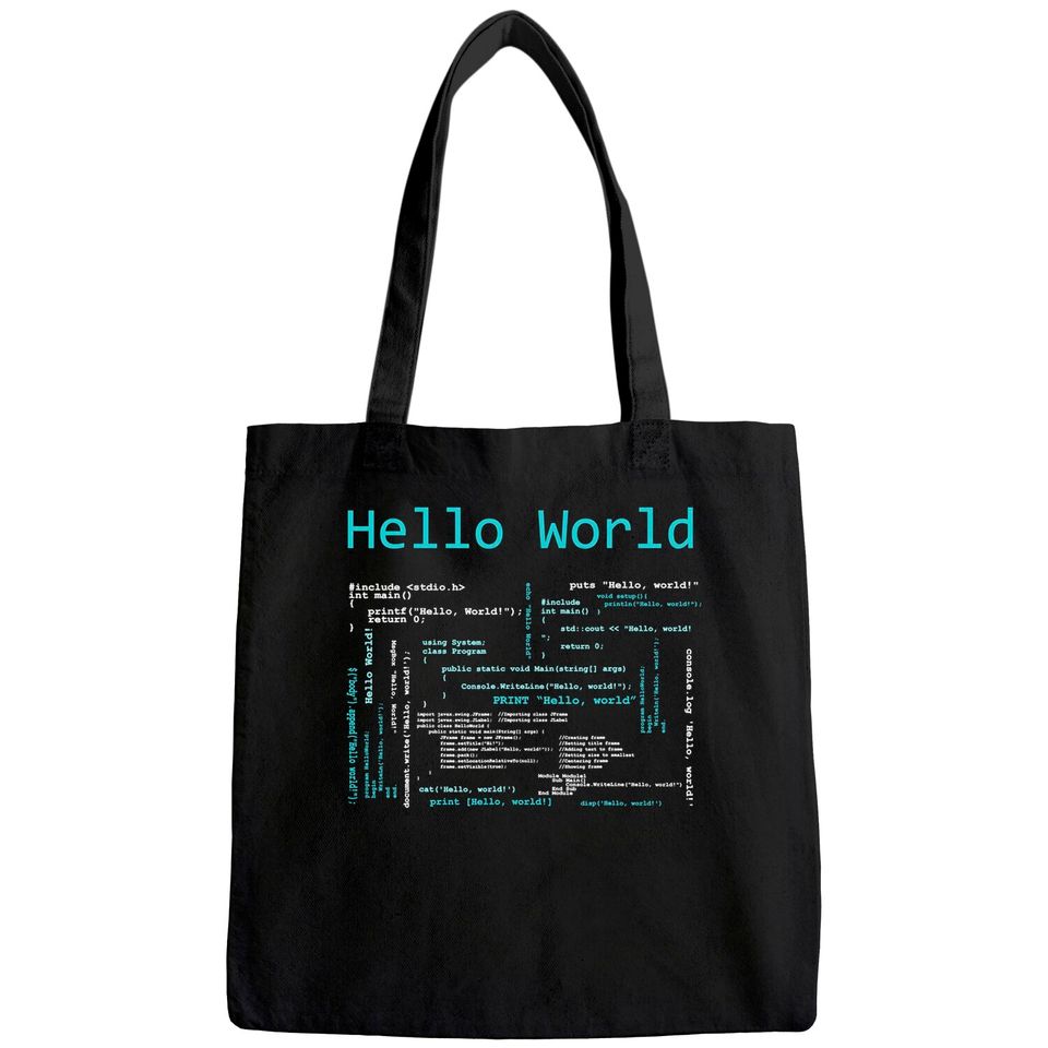 Hello World Computer Programming Languages Tote Bag