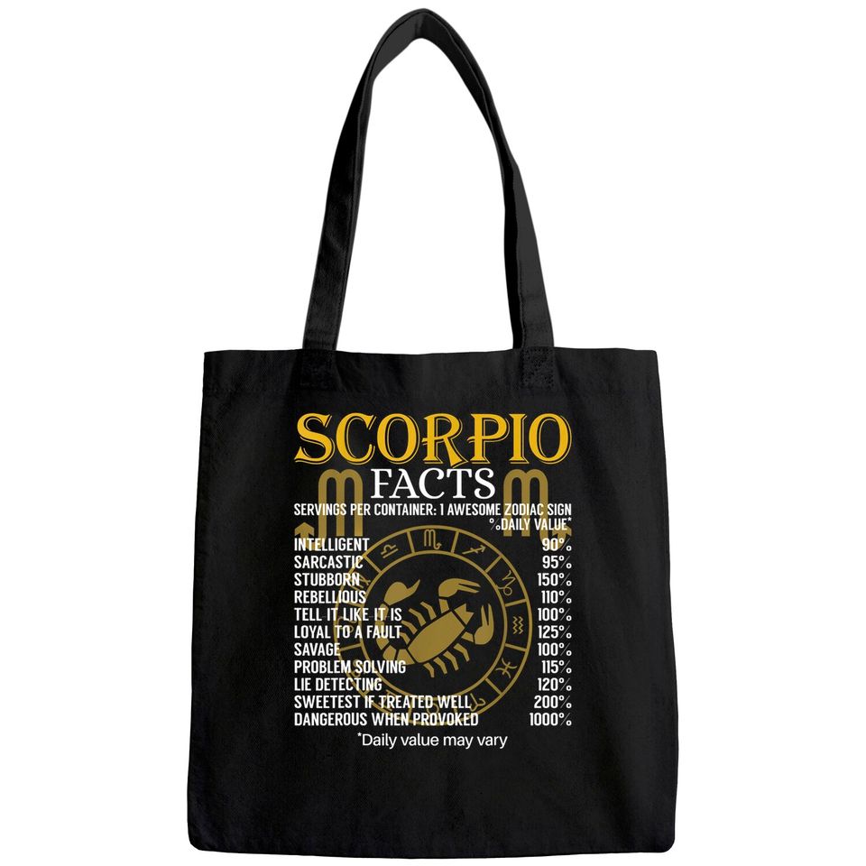 Scorpio Facts Zodiac Sign Tote Bag