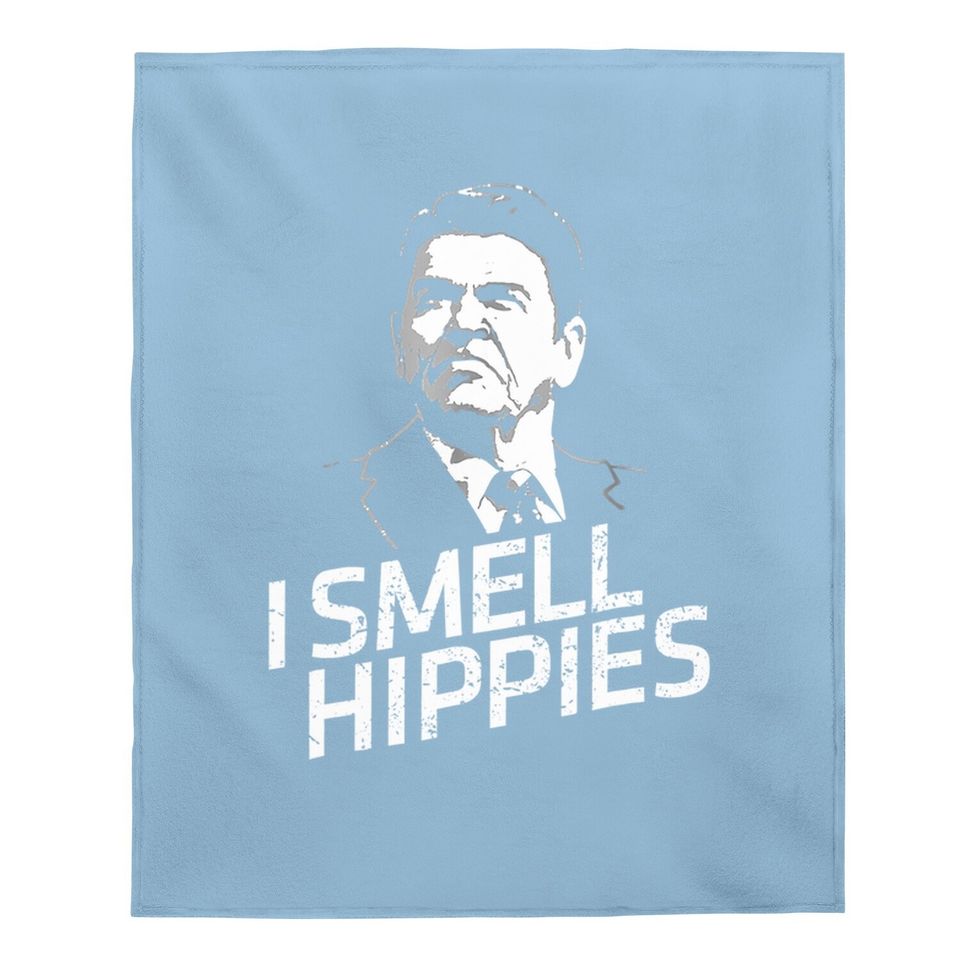 Vintage I Smell Hippies Funny Ronald Reagan Baby Blanket