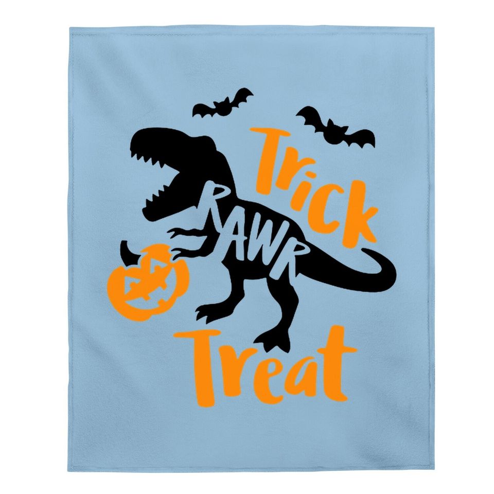 Trick Rawr Treat Dinosaur Halloween T-rex With Pumpkin Baby Blanket