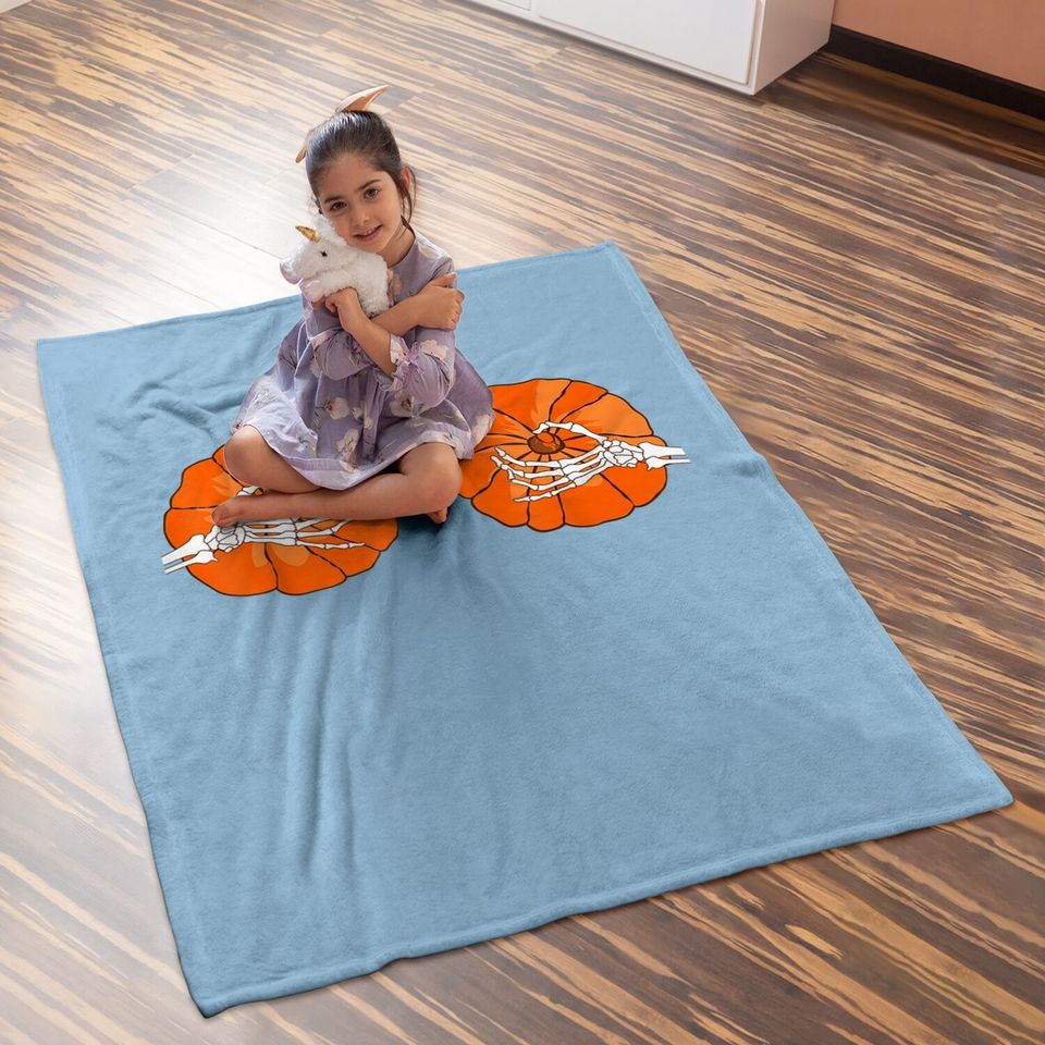 Pumpkin Boobs Skeleton Hands Halloween Baby Blanket