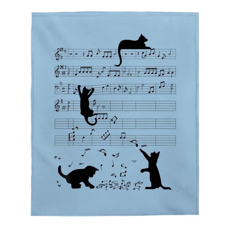 Cat Kitty Playing Music Note Clef Musician Art Baby Blanket
