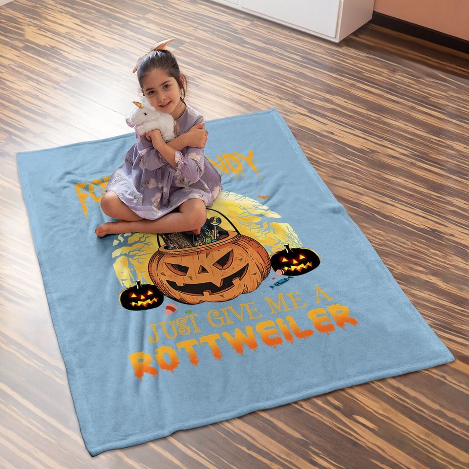 Candy Pumpkin Rottweiler Dog Baby Blanket