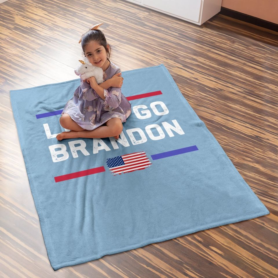 Let's Go Brandon Conservative Anti Liberal Us Flag Baby Blanket