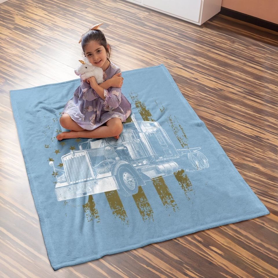 Truck Driver American Flag Baby Blanket