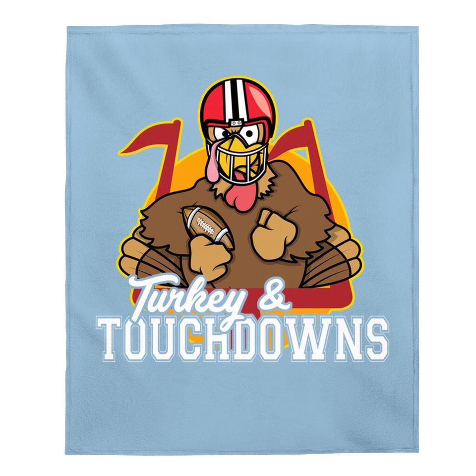 Turkey And Touchdowns Thanksgiving Football Baby Blanket