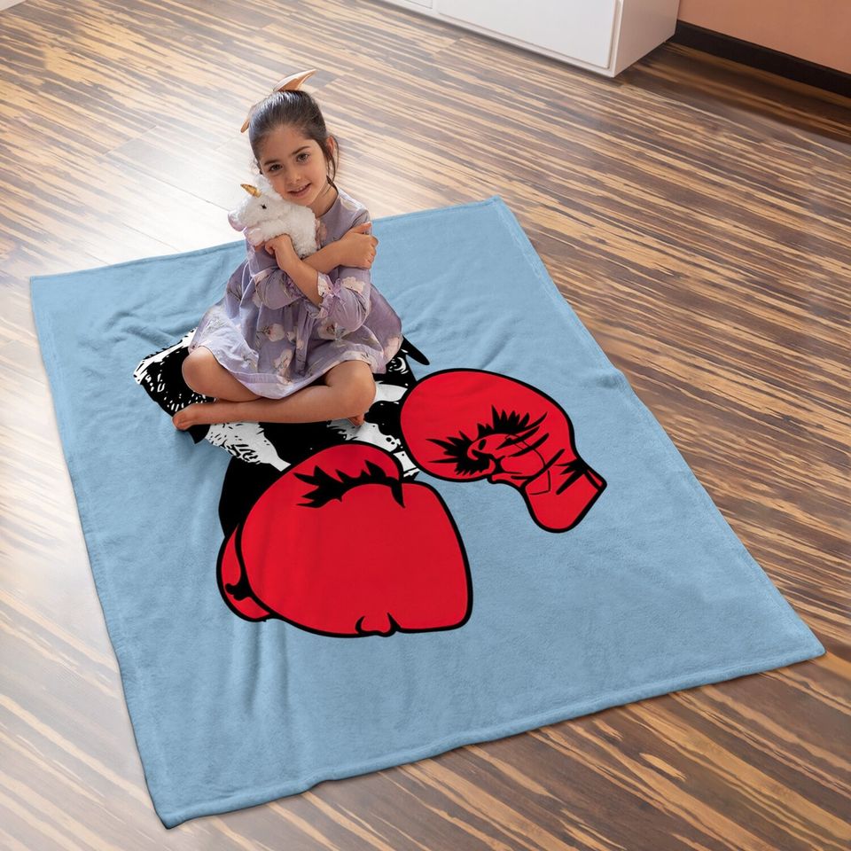 Dog With Boxing Red Gloves Baby Blanket