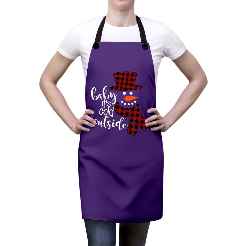 Baby It's Cold Outside Remimi Girl's Christmas Buffalo Plaid Raglan Patchwork Aprons