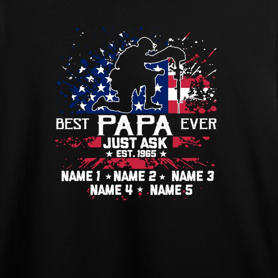 Veteran Best Papa Ever Just Ask T-Shirt